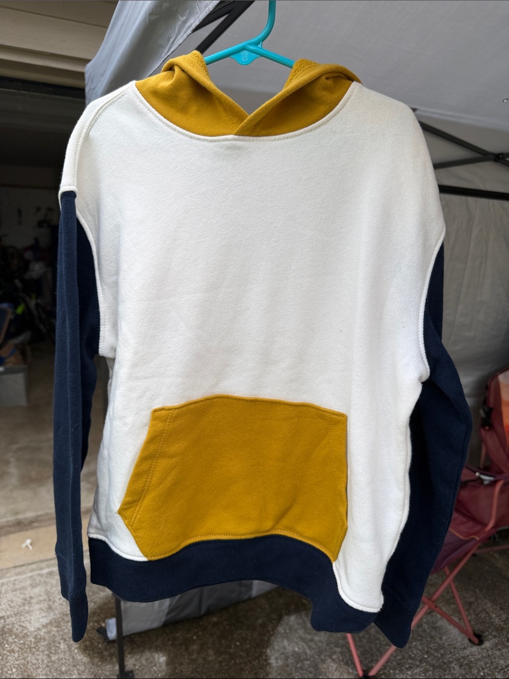 Old Navy Colorblock Hoodie - White, Navy & Mustard